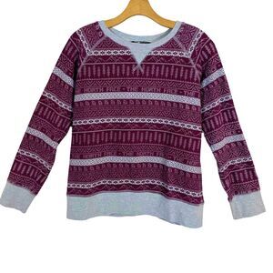 The North Face Sweatshirt Sweater Sz M Womens Fair Isle Purple Gray Nordic Print